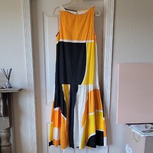 Colorblocked Drop Waist Maxi Dress